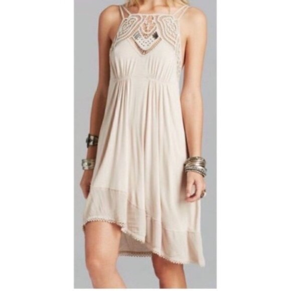 NWOT Free People Cream Lace Crochet Beaded Slip Dress - Picture 9 of 15